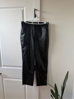 Aritzia Black Faux Leather Straight-Leg Pants